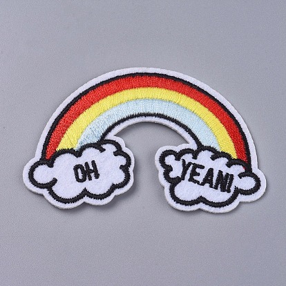 Computerized Embroidery Cloth Iron On/Sew On Patches, Costume Accessories, Rainbow with Word OH Yeah