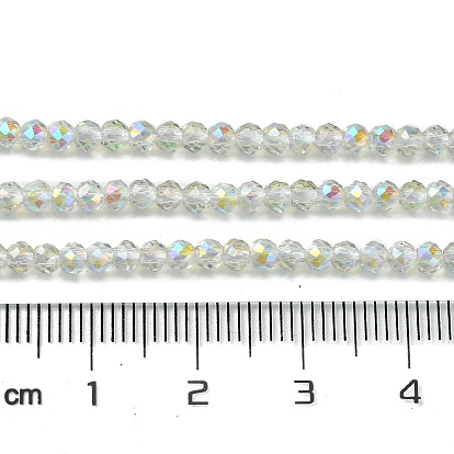 Electroplated Glass Beads Strands, Faceted, Full Plated, Round