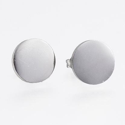 304 из нержавеющей стали серьги, гипоаллергенные серьги, плоско-круглые