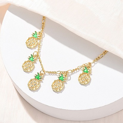 Подвеска в виде зеленого ананаса из латуни с микропаве из прозрачных кубических цирконий и эмали, без кадмия и без свинца, долговечный, стойки покрытие