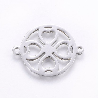 304 Stainless Steel Links Connectors, Ring with Clover