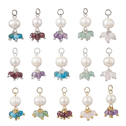 Подвески из натурального зеленого авантюрина, граната, аметиста, розового кварца, апатита, ограненные круглые и картофельные жемчужины, подвески-кисточки с бусинами и 304 соединительными кольцами из нержавеющей стали, разноцветные