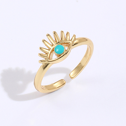 Brass Enamel Open Cuff Rings, Eye