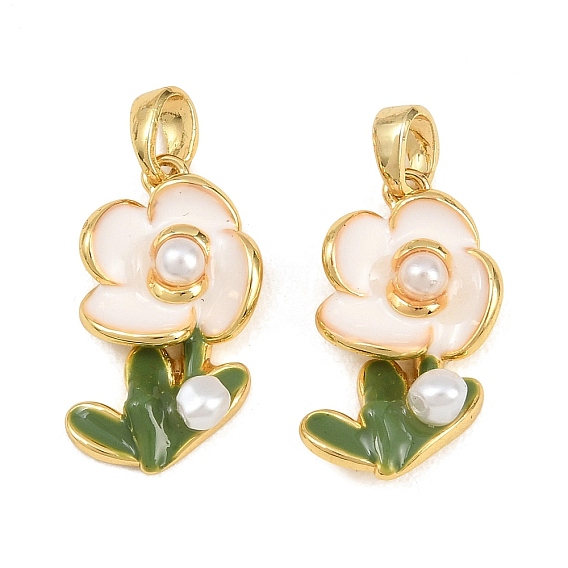 Латунь эмаль подвески, , с пластиковой жемчужины