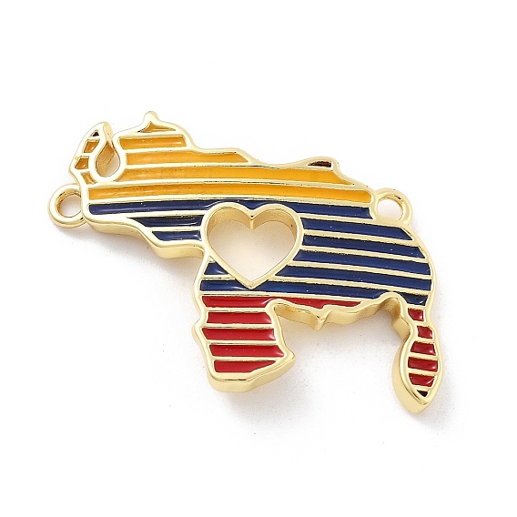 Латунные разноцветные эмалевые полые сердца венесуэла карта соединительные подвески, без кадмия и без свинца, стойки покрытие, долговечный