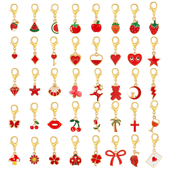 40pcs breloques de chaussures en alliage émaillé, avec alliage homard fermoirs pince, formes mixtes, or et de lumière