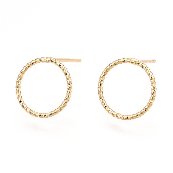 Латунь серьги, без никеля , текстурированное кольцо