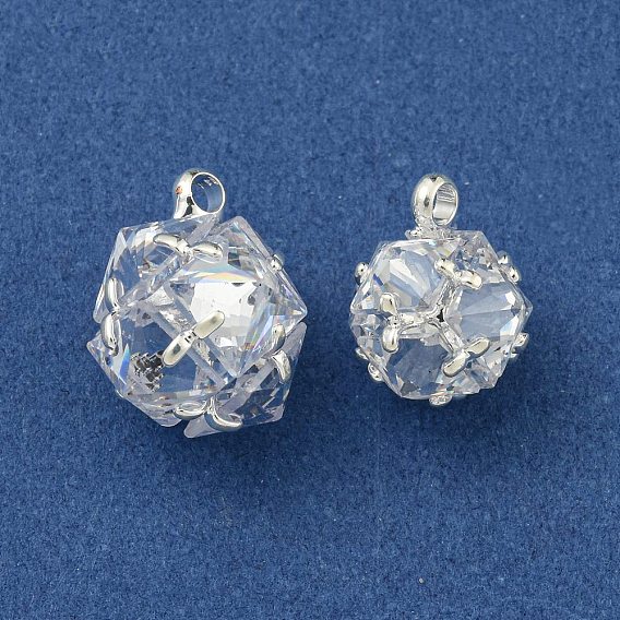 Подвески латунные горный хрусталь, без кадмия и без свинца, многоугольник