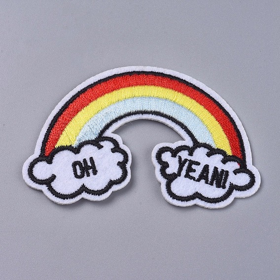 Computerized Embroidery Cloth Iron On/Sew On Patches, Costume Accessories, Rainbow with Word OH Yeah