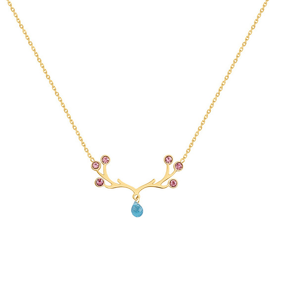 Ожерелье с оленем, женская цепочка из нержавеющей стали с рогами и ключицей, инкрустация бриллиантами, персональный подарок.