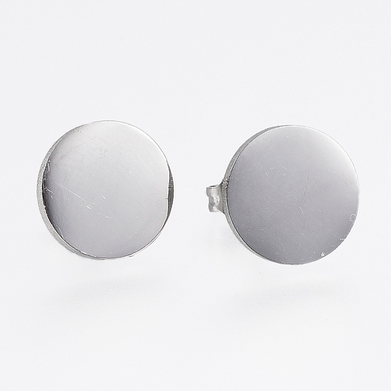 304 из нержавеющей стали серьги, гипоаллергенные серьги, плоско-круглые