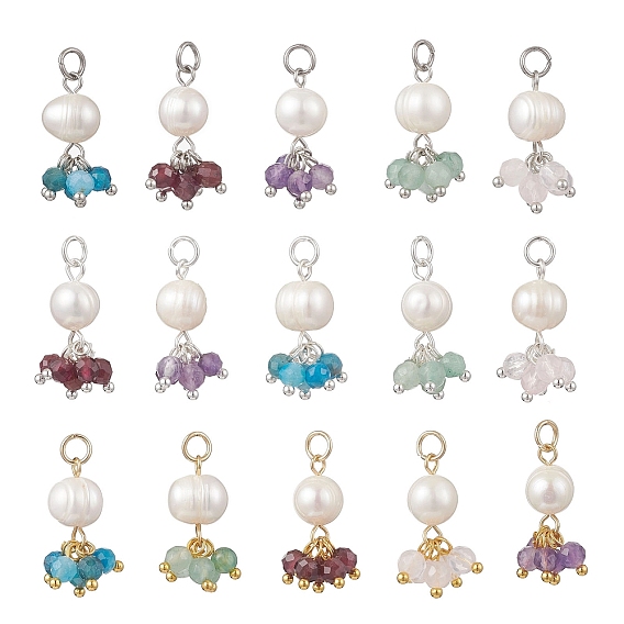 Подвески из натурального зеленого авантюрина, граната, аметиста, розового кварца, апатита, ограненные круглые и картофельные жемчужины, подвески-кисточки с бусинами и 304 соединительными кольцами из нержавеющей стали, разноцветные