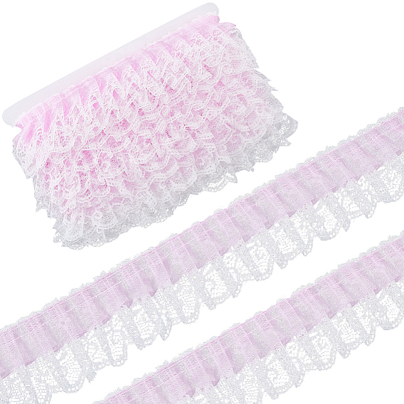 10Yards Double Layer Polyester Organza Pleated Lace Trim Ribbons