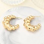 Brass Stud Earrings for Women, Half Hoop Earrings