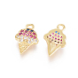 Brass Micro Pave Cubic Zirconia Charms, Long-Lasting Plated, Ice Cream