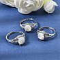Micro latón allanar anillos zirconia cúbico, redondo con la mariposa, con cáscara blanca natural