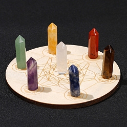 Gemstone Display Decoration, Healing Stone Wands, for Reiki Chakra Meditation Therapy Decos, Hexagon Prism
