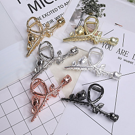 Double Rose Hair Clip with Shark Jaw Design - Cute Metal Hairpin for Women