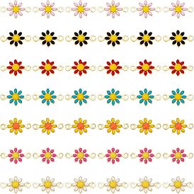 42 piezas 7 conectores de eslabones de esmalte de latón de colores, dorado, sin plomo y cadmio, girasol