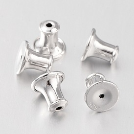 Sterling Silver Ear Nuts, 5.7x6mm, Hole: 0.5mm, about 313pcs/100g