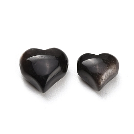 Natural Silver Sheen Obsidian Beads, Heart
