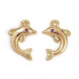 Латунные микропаве прозрачные кубические циркониевые подвески, дельфин, долговечный, без никеля 