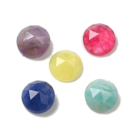 Natural Gemstone Cabochons, Faceted, Half Round