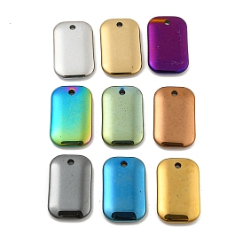 Electroplated Synthetic Non-Magnetic Hematite Pendants, Rectangle Charms