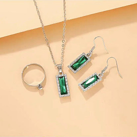 Серьги-подвески и ожерелья с подвесками и кольцами из сплава со стразами для женщин