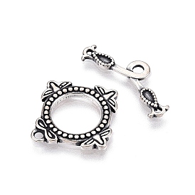 Jewelry Clasps, 925 Sterling Silver Ring Toggle Clasps, with S925 Stamp, Square