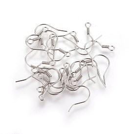 316 Surgical Stainless Steel Earring Hooks, with Horizontal Loop, Ear Wire