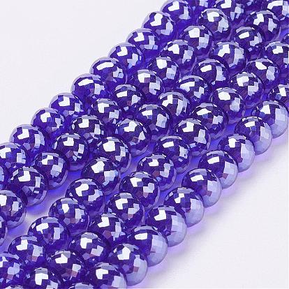 Electroplate Glass Bead Strands, Pearl Luster Plated, Faceted Rondelle