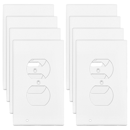 8 устанавливает заглушку для розетки из АБС-пластика, прямоугольные, с винтами