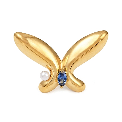 Бабочка 304 булавки из нержавеющей стали для рюкзака, со стеклянным сверлом и пластиковой бусиной