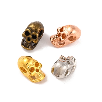 Legierung Tibetische Perlen, Halloween, Schädel, 8x5x6 mm, Bohrung: 1 mm