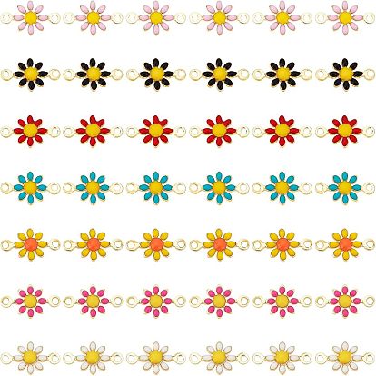 42 piezas 7 conectores de eslabones de esmalte de latón de colores, dorado, sin plomo y cadmio, girasol
