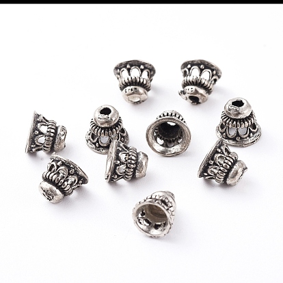 Tibetan Style Bead Caps, Hat, 8x7mm, Hole: 1.5mm