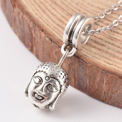 Cabeza de buda estilo tibetano aleación europea colgantes encantos, Grandes colgantes agujero, 24 mm, agujero: 5 mm