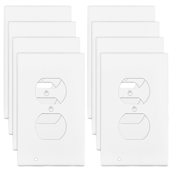 8 устанавливает заглушку для розетки из АБС-пластика, прямоугольные, с винтами