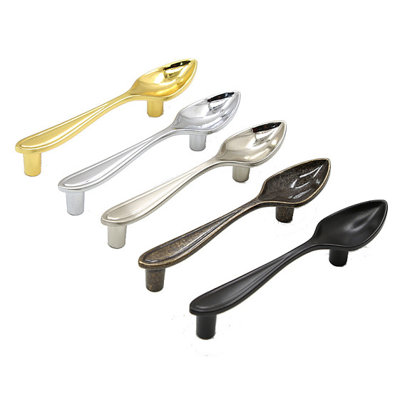 Дверные ручки шкафа из цинкового сплава, кухонный ящик тянет ручки шкафа, форма ложки