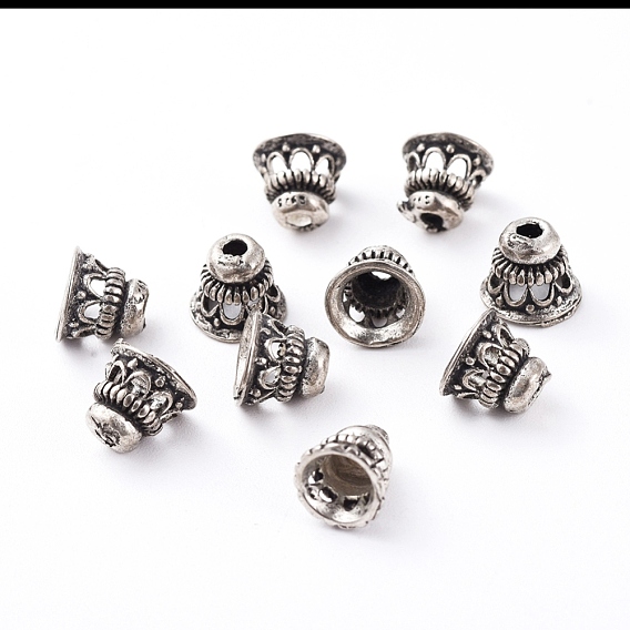 Tibetan Style Bead Caps, Hat, 8x7mm, Hole: 1.5mm