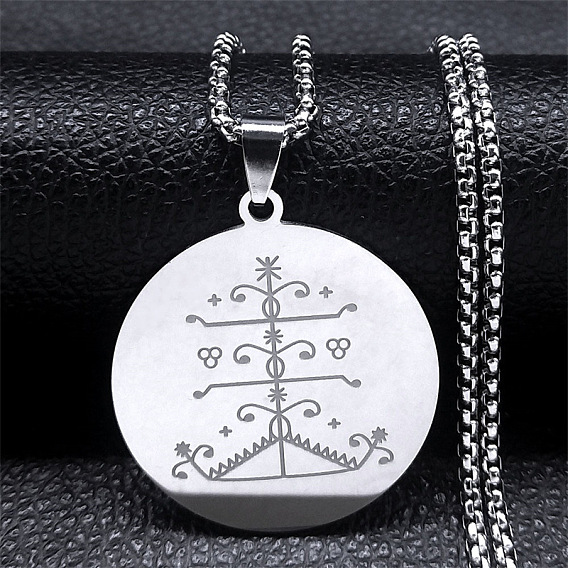 201 ожерелья с подвесками из нержавеющей стали с гравировкой ogou feray veve, плоско-круглые