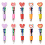 15pcs 5 colores bolígrafo multicolor de plástico con forma de corazón, Bolígrafo de escritura de color 4-en-1