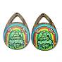Saint Patrick's Day Single Face Printed Wood Big Pendants, Teardrop Charms with Rainbow