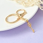304 Stainless Steel Initial Letter Key Charm Keychains, with Alloy Clasp, Golden
