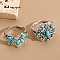 Alloy Resin Finger Rings, Antique Silver