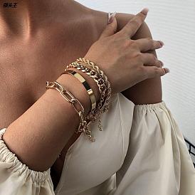 Bold Hip-Hop Alloy Chain Bracelet for Women - Fashionable and Minimalist Design