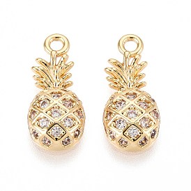 Латунные микро проложить кубического циркония подвески, ананас, без никеля 