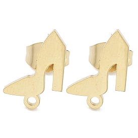 High-heeled Shoes Ion Plating(IP) 304 Stainless Steel Stud Earring Findings, with Loop