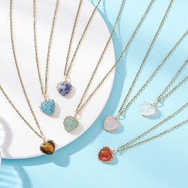 Кулон в форме сердца из медной проволоки с драгоценными камнями 304 ожерелья из нержавеющей стали с цепочкой, реальный 18 k позолоченный